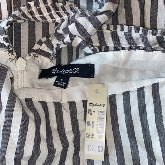 Madewell Striped Empire Ruffle Strap Dress Sundress - Picture 6 of 11